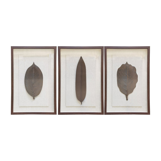 Leaf Shadow Boxes (Set of 3) - Bronze