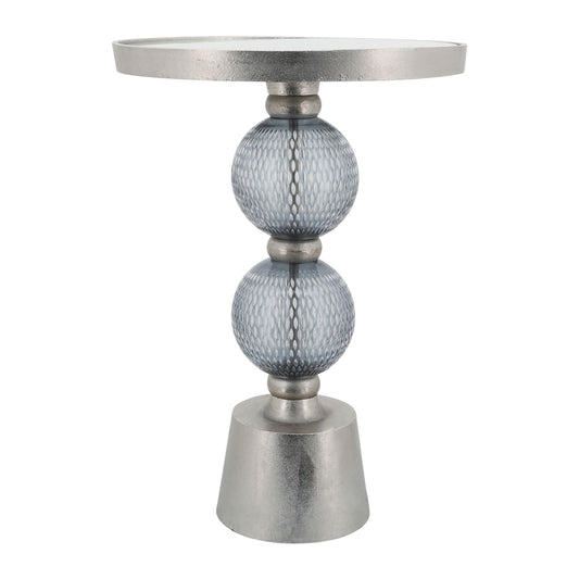 Orb Side Table Mirror Top 22" - Gray / Bronze