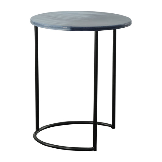 Metal Round Side Tables 22 / 24" (Set of 2) - Ombre Black