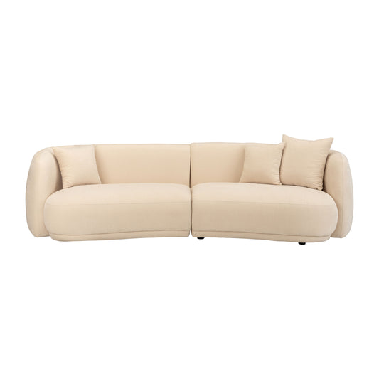 4-Seat Curved Sofa - Ivory / Beige
