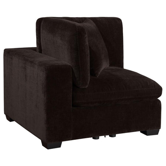 Lakeview - Upholstered Corner Chair - Dark Chocolate