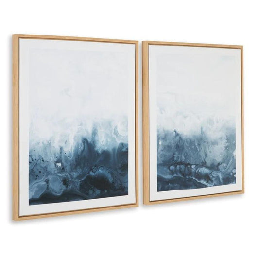 Holport - Blue / White - Wall Art Set (Set of 2)