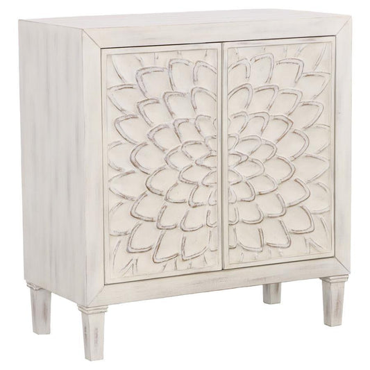 Clarkia - Accent Cabinet With Floral Carved Door - White