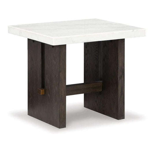 Burkhaus - White / Dark Brown - Rectangular End Table